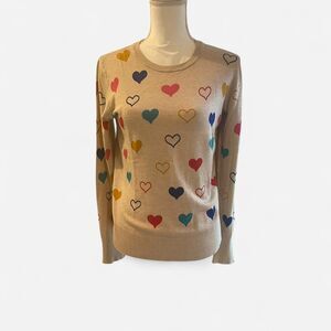 Marled Women's Whimsical Heart Print Sweater Size M